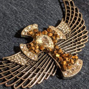 Winged Cross Rhinestone Necklace